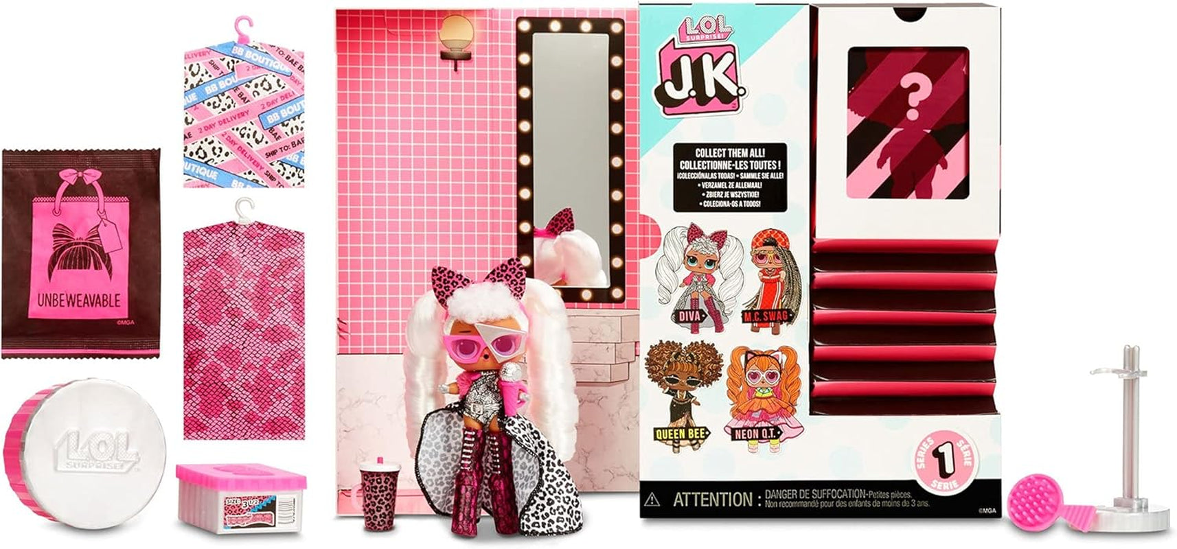 LOL Surprise JK Mini-Modepuppe - 15 Überraschungen, Kleidung & Accessoires - Ab 6 Jahren - Sammlerstück - Diva