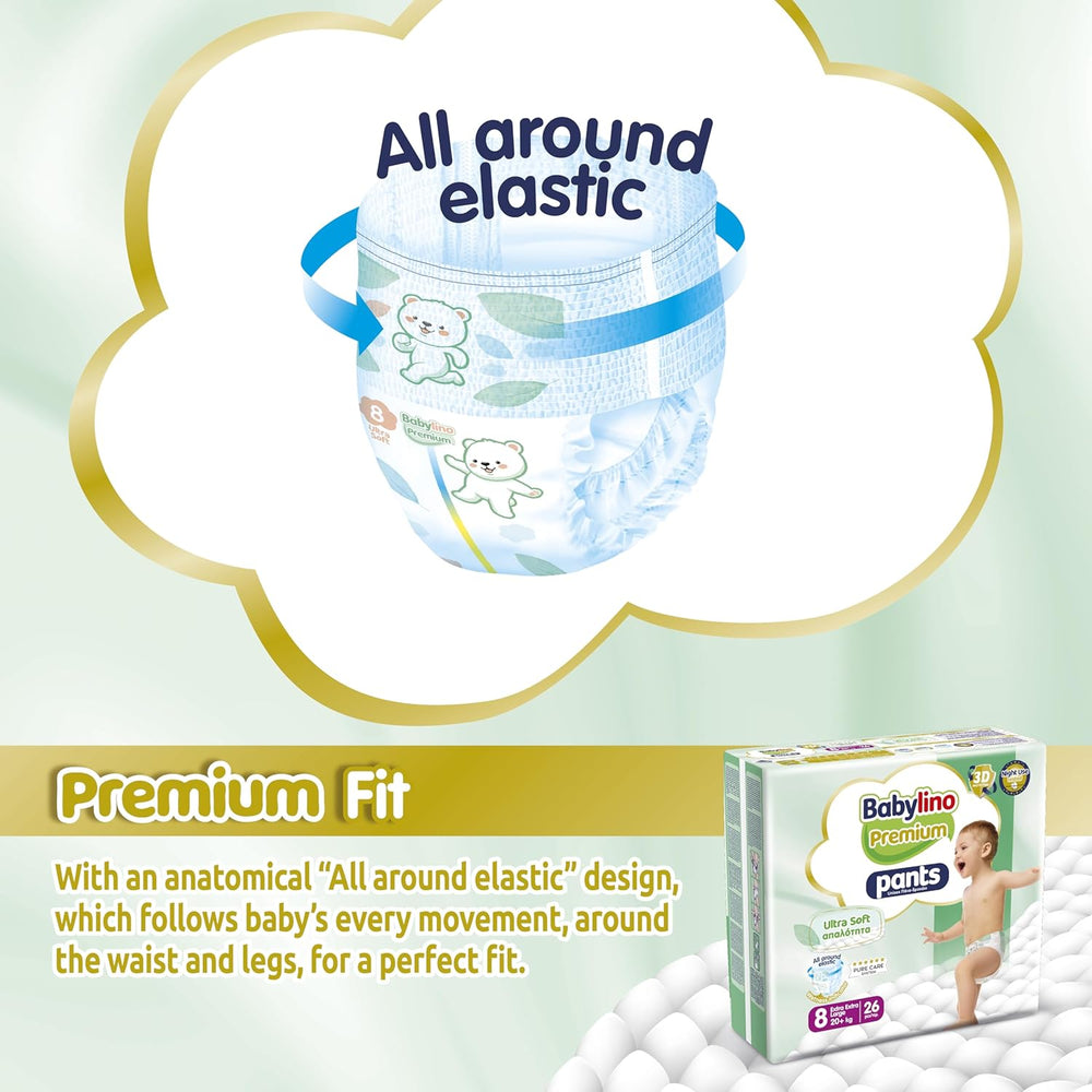 Pantaloni Premium Mărimea 8 cu Filtru Ultra-Moale, XXL (20+ kg), 104 bucăți