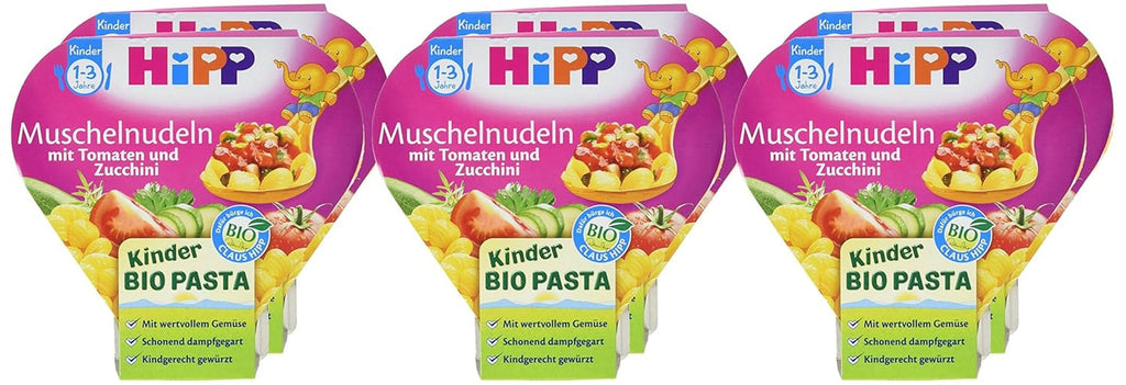 Paste Hipp Shell cu roșii și dovlecel organic, pachet de 6 (6 x 250 g) Mama si Copilul Naty Shop