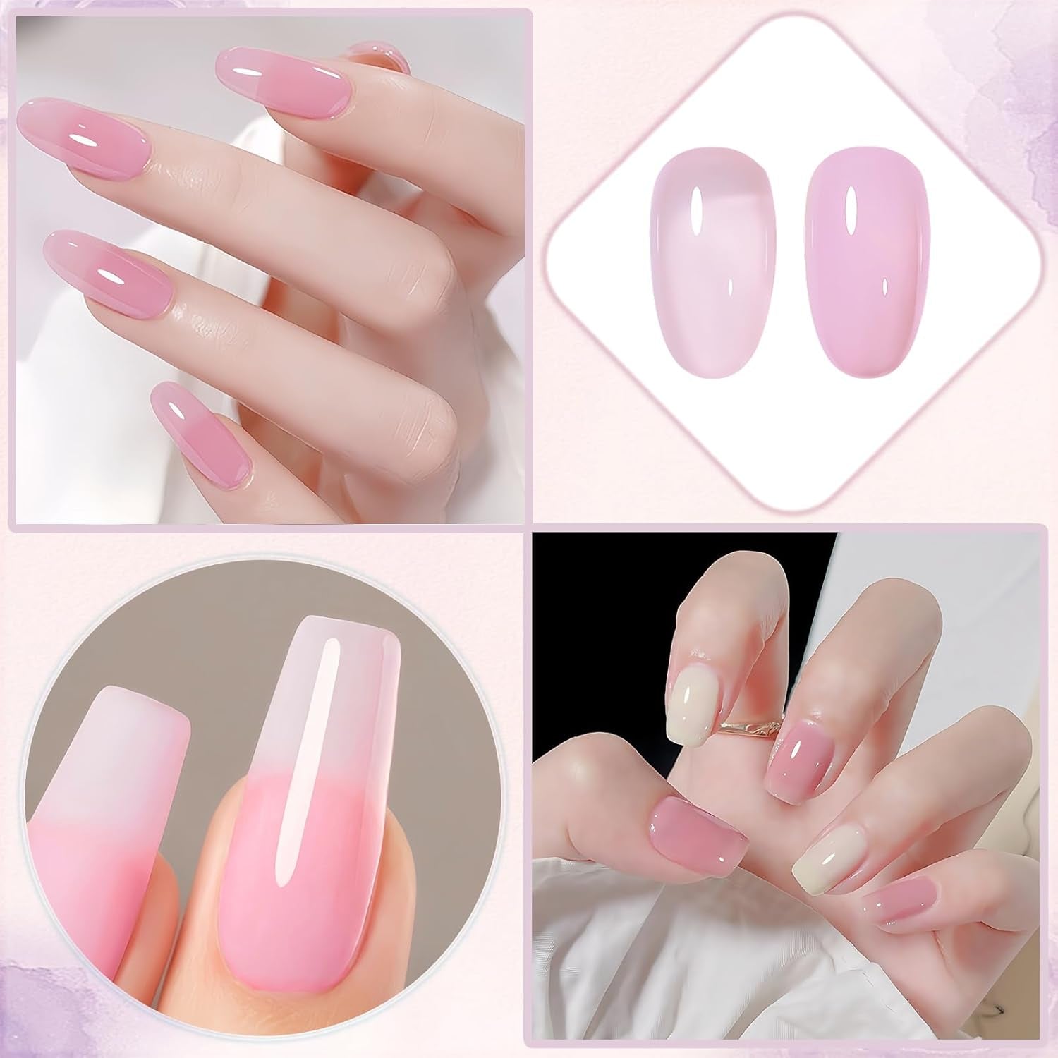 Oja Jelly Pink, 13 ml, Oja cu uscare rapidă, de lungă durată, natural translucidă, Oja obișnuită fără lampă UV pentru femei, Nail Art DIY (Roz clasic)