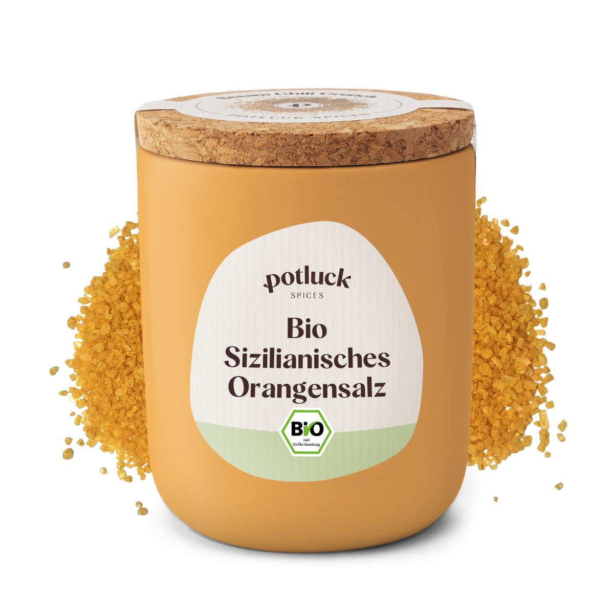 Potluck | Bio Sizilianisches Zitronensalz | Gewürzsalz für Fisch, Meeresfrüchte, Gemüse, Salate und Dressings | 140g im Keramiktopf