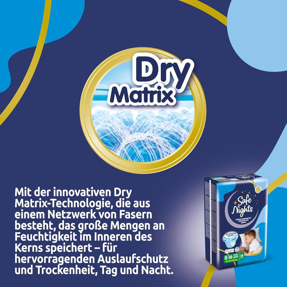 Safe Nights Boy, chiloți de noapte pentru vârste 8-16 ani (30-50 kg), 84 bucăți