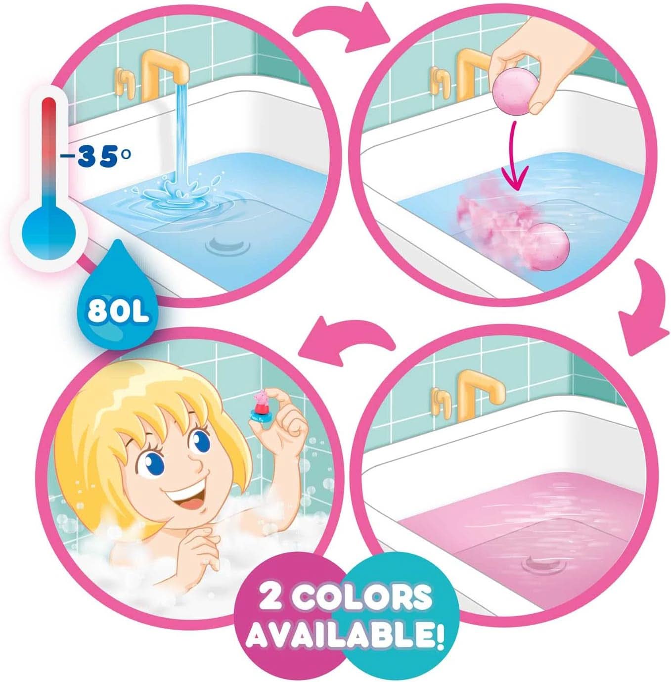 INKEE SURPRISE - Bombe de baie Peppa Pig pentru copii cu jucarie surpriza Peppa Pig pentru cada - aditiv pentru baie pentru copii Mama si Copilul Naty Shop