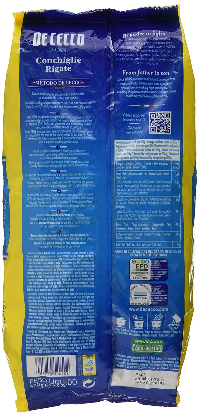 Conchigli Rigate, 500 g (pachet de 1)