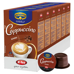 KRÜGER Cappuccino Schoko Kaffeekapseln, kompatibel mit K-fee und ALDI EXPRESSI* Kapselmaschinen, aromatisiertes Instantkaffee, 96 Kapseln