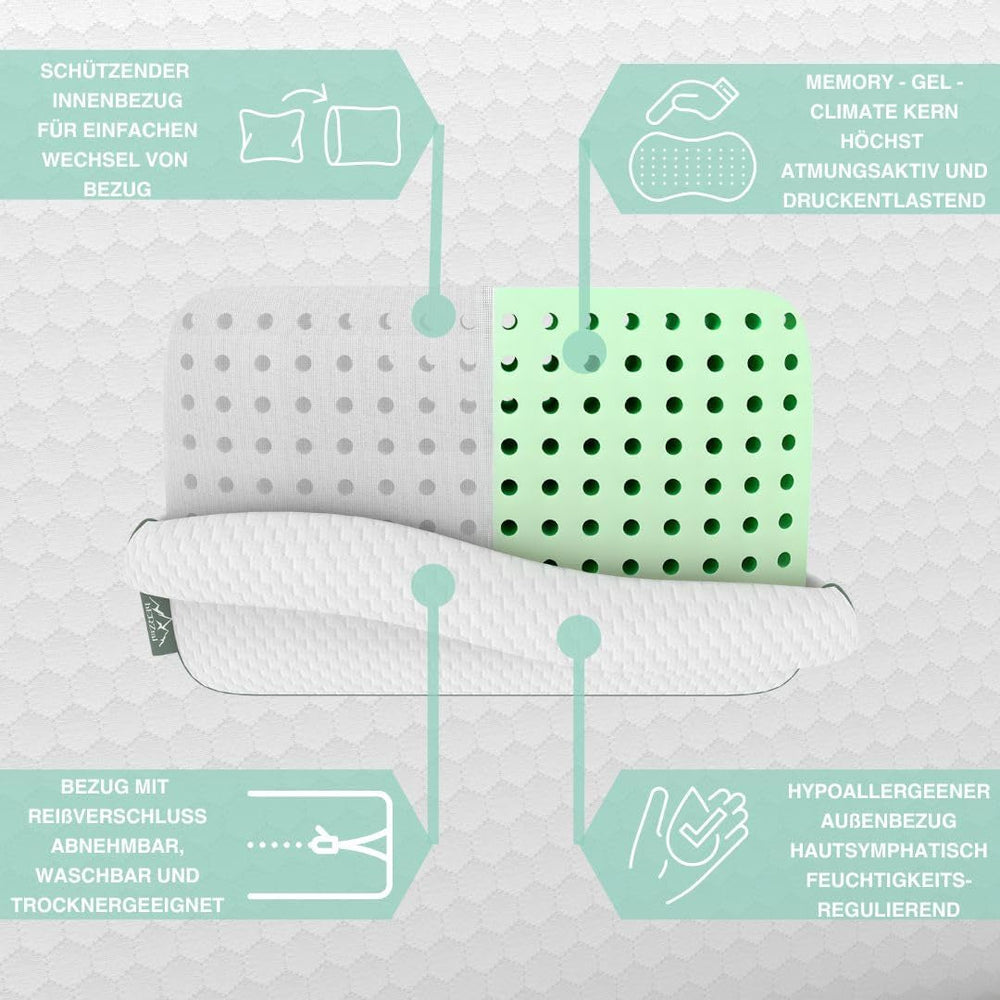 Pernă ortopedică de susținere a gâtului pentru 80X40, 800X400 Mm, pernă viscoelastică, pernă visco, pernă, pernă gât spumă de memorie, spumă visco, somn, alb (710 X 420 X 120 Mm) Perne ortopedice cervicale Naty Shop
