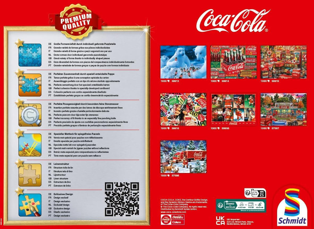 Schmidt Spiele 57598 Coca Cola camion de Crăciun, puzzle jigsaw 1000 piese Puzzle Naty Shop