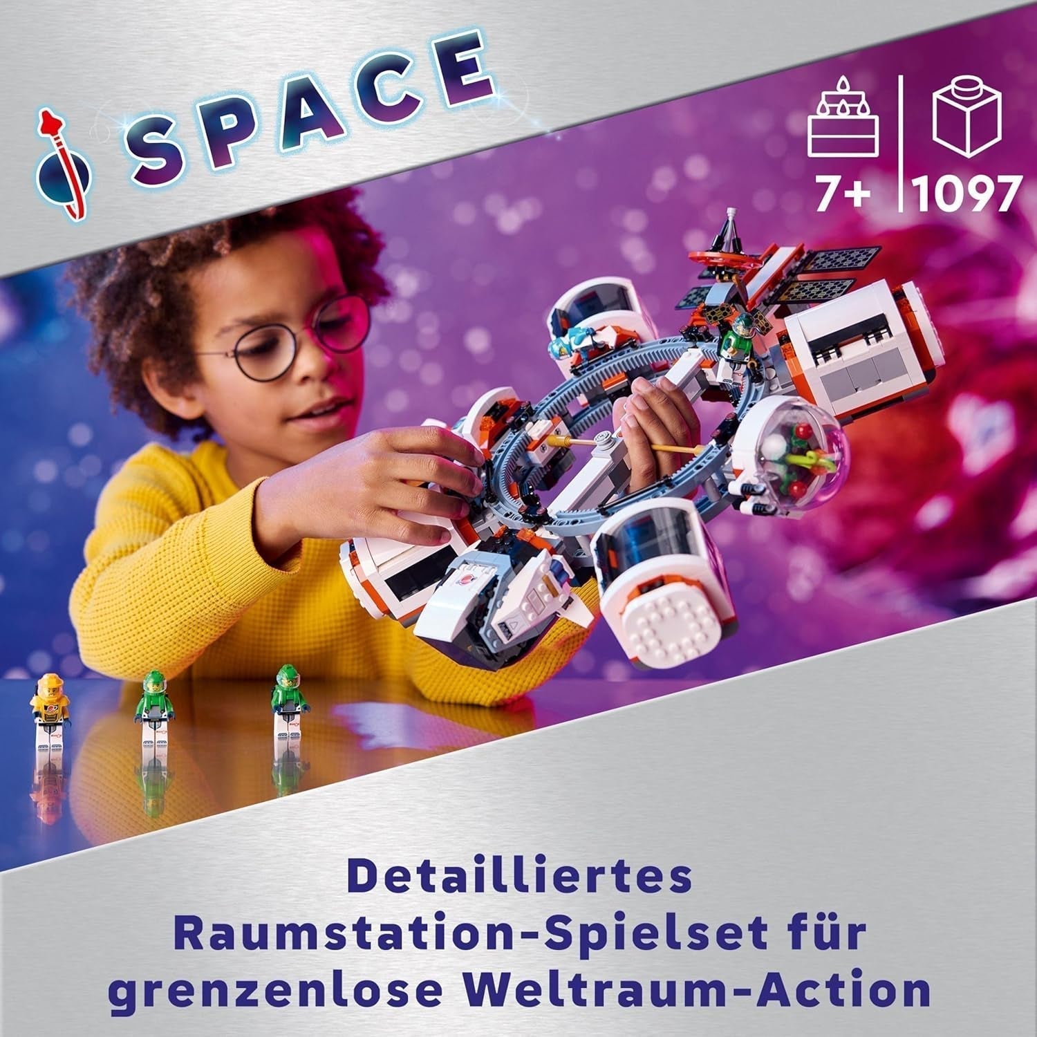 Stație spațială modulară LEGO City Space, model de navă spațială cu vehicule spațiale, cadou pentru copii, băieți și fete de la 7 ani, stație de cercetare modulară cu 6 figurine de astronauți 60433 Seturi de constructie Besuche den LEGO-Store