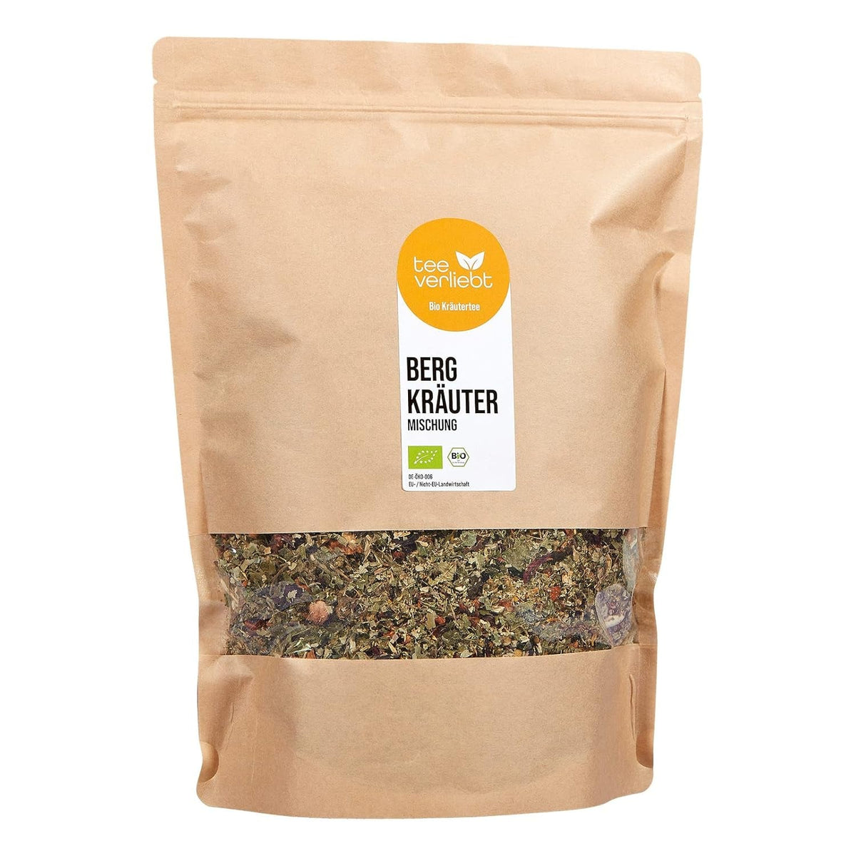 Ceai Teeverliebt cu plante de munte, ceai de plante vrac cu frunze de mure, amestec de ceai organic, 1 kg