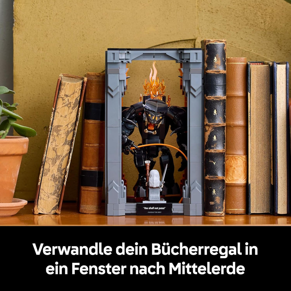 LEGO Icons Der Herr der Ringe: Balrog Bücherstütze - DIY Bücherregal Deko mit Gandalf dem Grauen Minifigur & Drachenfigur - Sammlerstück & Geschenk für Fans - 10367