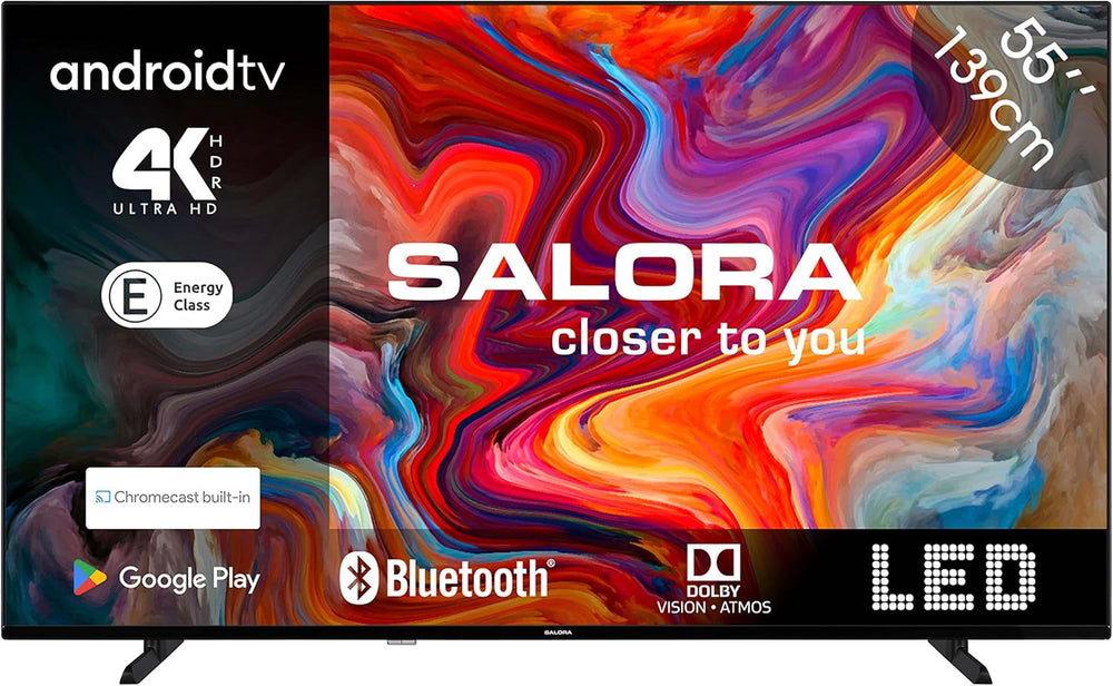 SALORA FOD43FV – Televizor de 43 de inci – Smart TV cu ecran Full HD, Android TV, sistem de operare Vidaa, tuner triplu DVB-T2/S2, WLAN, Ethernet, 3x HDMI, design fără ramă pentru un stil de viață modern