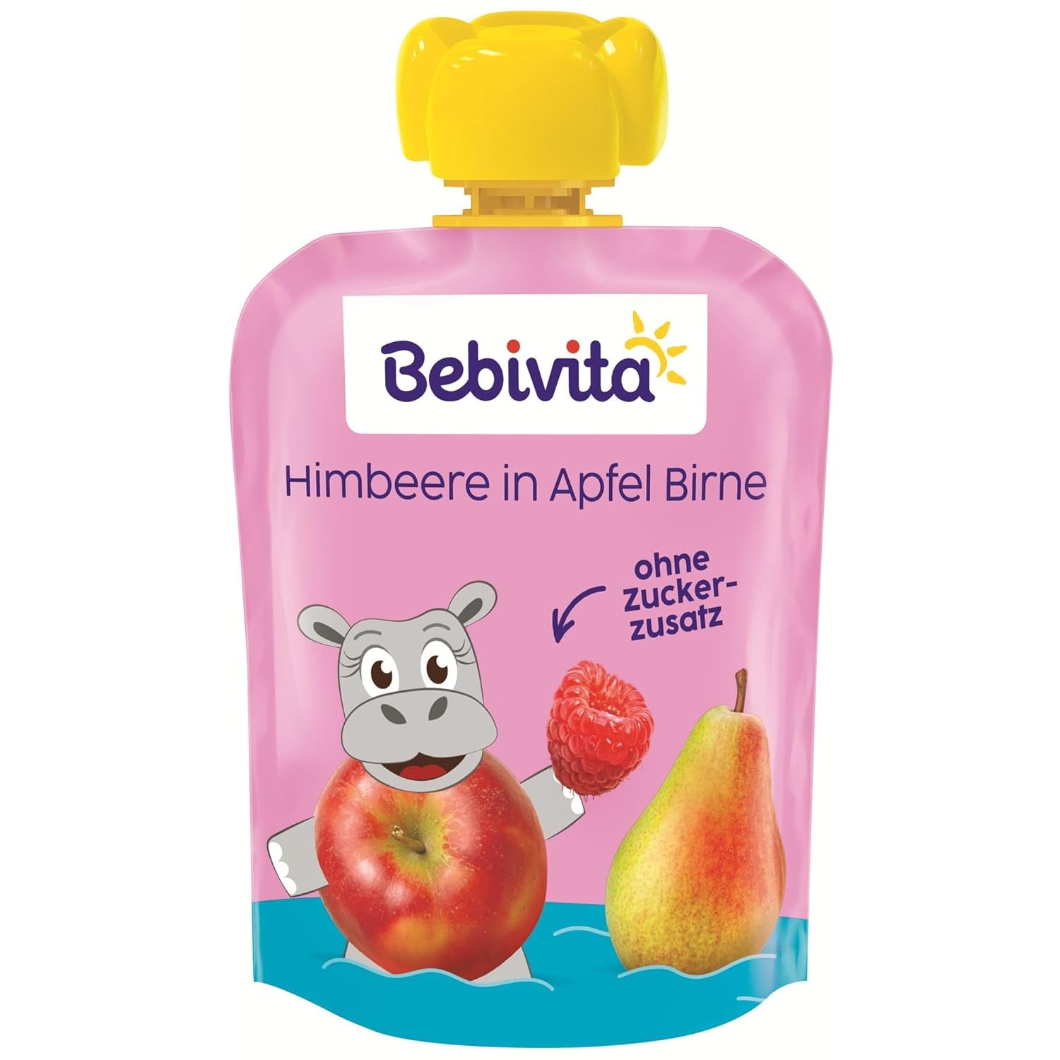 Himbeere in Apfel Birne Quetschie – 16 Stück (4er Pack, je 4 x 90g), ohne Zuckerzusatz, glutenfrei, ideal für unterwegs und selbständiges Snacken