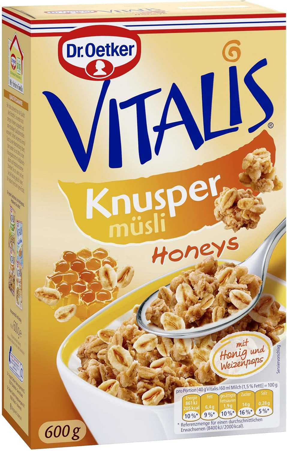 Dr. Oetker Vitalis Crunchy Flakes: Musli crocant cu fulgi de porumb și bucăți de migdale, pachet de 5 (5 x 600g)