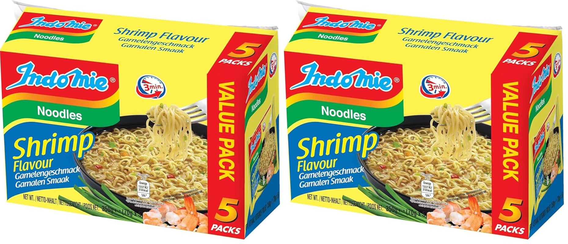 INDOMIE - Tăiței instant cu creveți, pachet de 5 - (1 x 5 x 70 g)