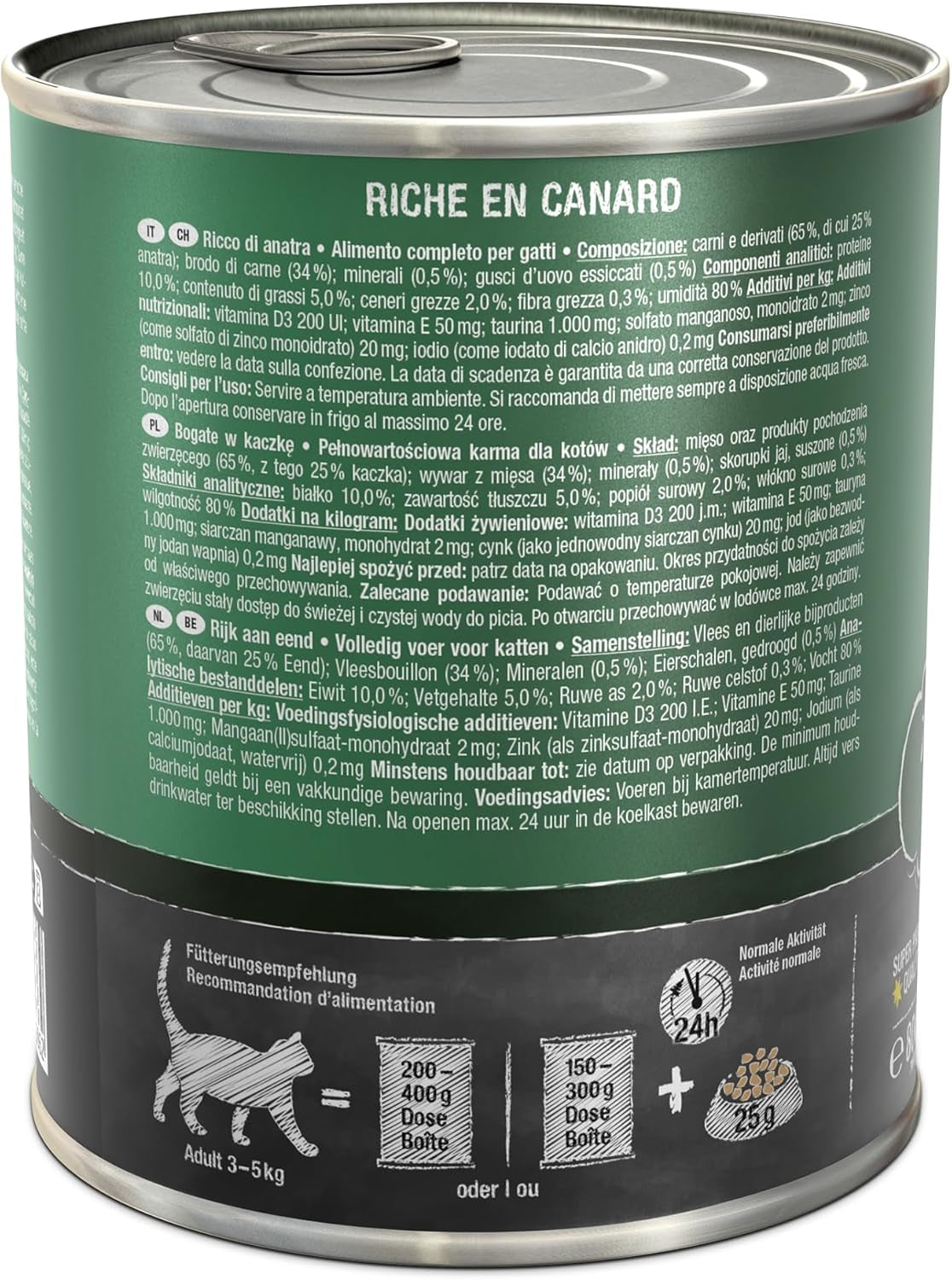 LEONARDO Hrană Umedă [6x800g Rață] | Hrană Umedă Fără Cereale pentru Pisici | Hrană Umedă Completă la Conservă