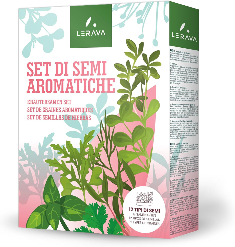 LERAVA Kräutersamen Set – 12 Sorten: Basilikum Samen, Petersilie Samen, Koriander, Oregano & mehr – Saatgut für frische Kräuter im Garten oder Topf, Premium Samen für Küche & Balkon - Samen set, seeds
