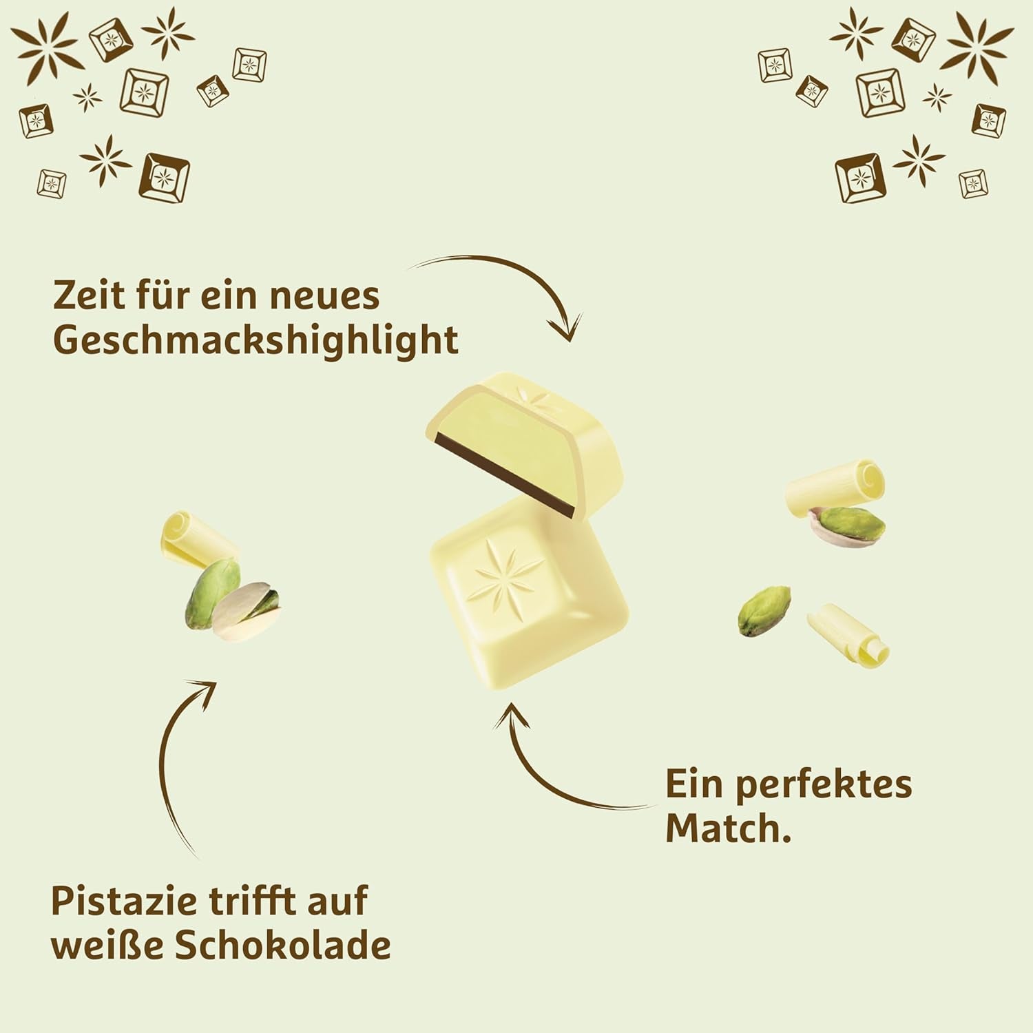 Schogetten Fistic Alb | Ciocolată albă cu umplutură de cremă de fistic | 100 g | Porționat convenabil (pachet de 3)