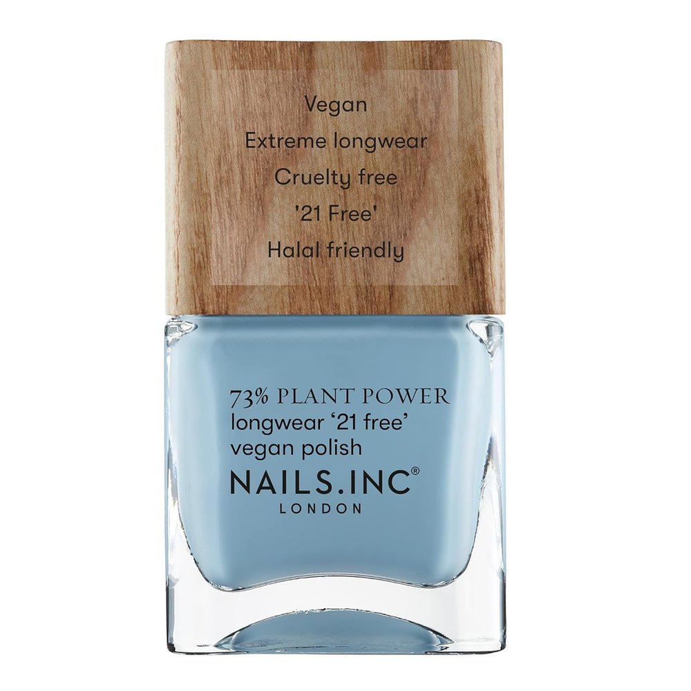 Nails Inc - Oja vegană GLOWING SOMEWHERE Plant Power - 73% pe bază de plante, 100% vegană și fără cruzime - Manichiură perfectă, sidefat strălucitor - Pentru o nail art ecologică
