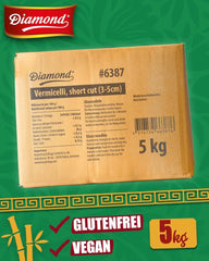 Tăiței de sticlă DIAMOND, tăiței scurți de sticlă din amidon de fasole mung, natural vegani și fără gluten - 1 x 5 kg