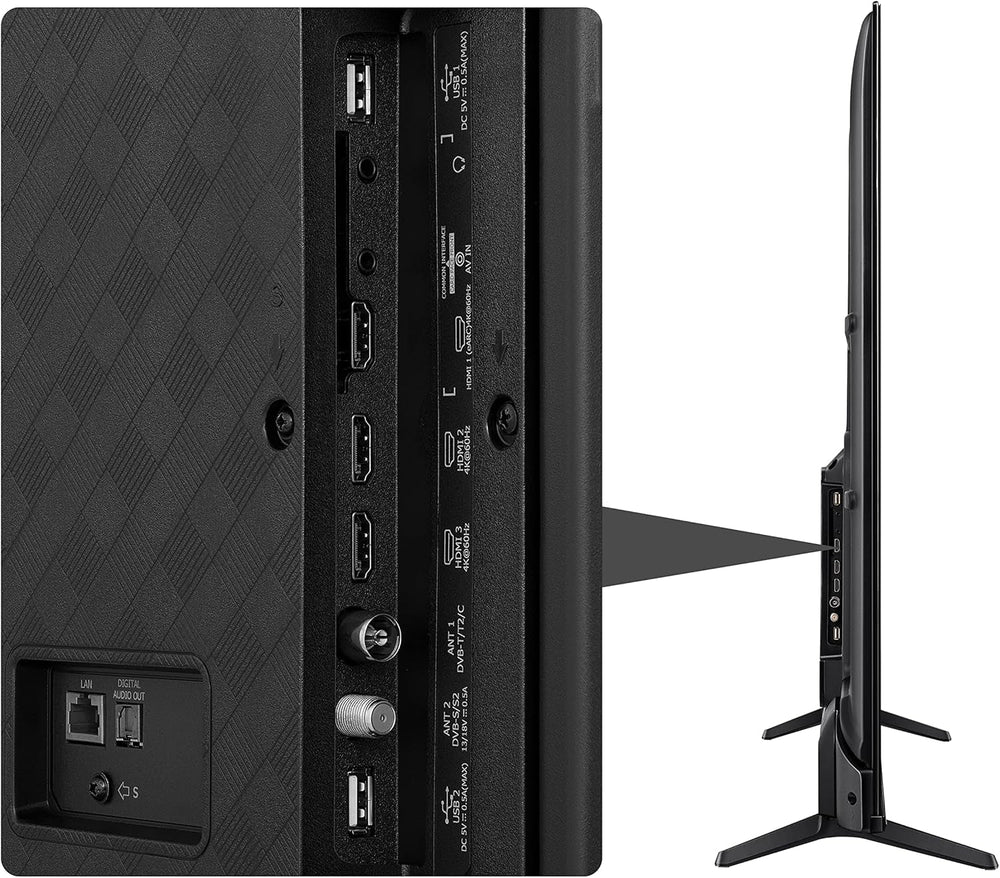 Hisense 50E6KT Televizor 127cm (50 inch), 4K UHD, LED, Smart TV, HDR, Dolby Vision, Tuner triplu DVB-C/S/S2/T/T2, WiFi, Bluetooth, Alexa încorporată, Mod Hotel [2023], negru