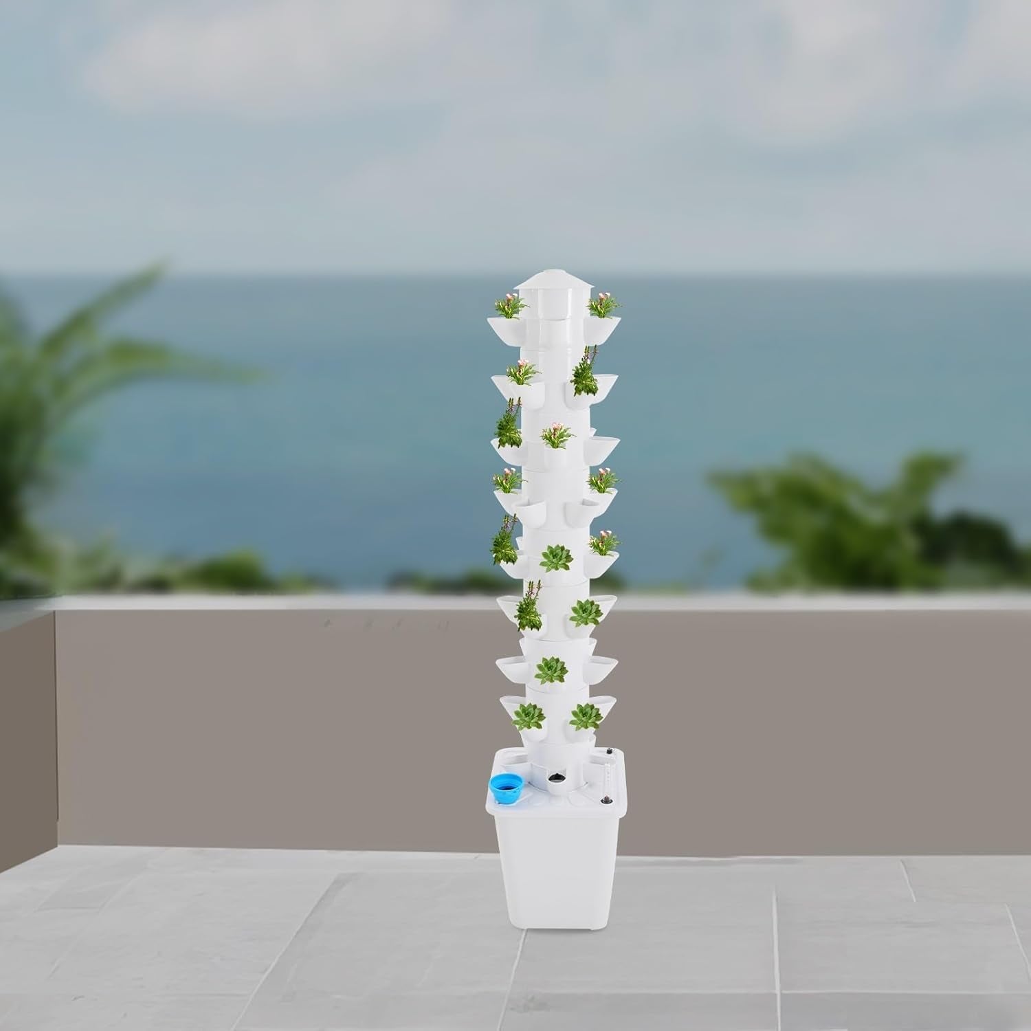 Sistem hidroponic Turn hidroponic Grădină de plante aromatice interioare Sistem de creștere hidroponică cu 45 de locații de plantare Pompă de apă Rezervor de apă 20L Vertical pentru flori și legume