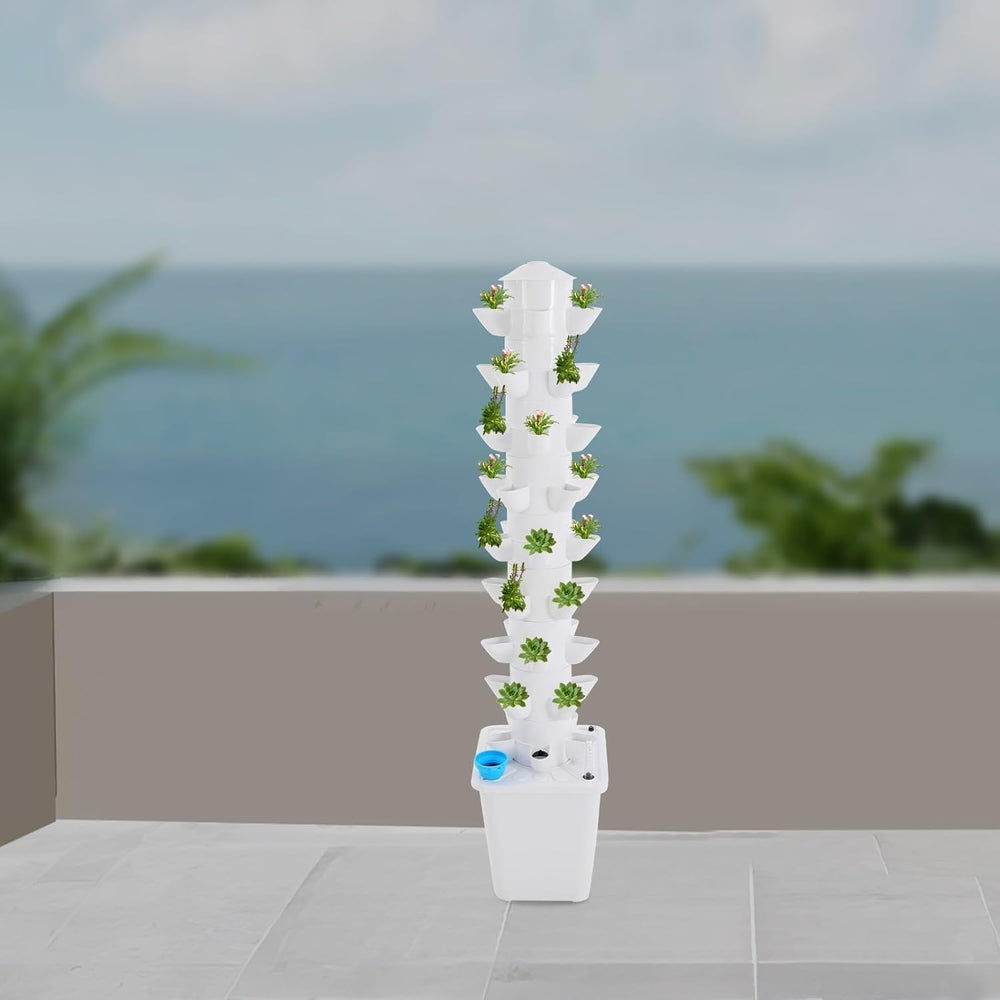 Sistem hidroponic Turn hidroponic Grădină de plante aromatice interioare Sistem de creștere hidroponică cu 45 de locații de plantare Pompă de apă Rezervor de apă 20L Vertical pentru flori și legume