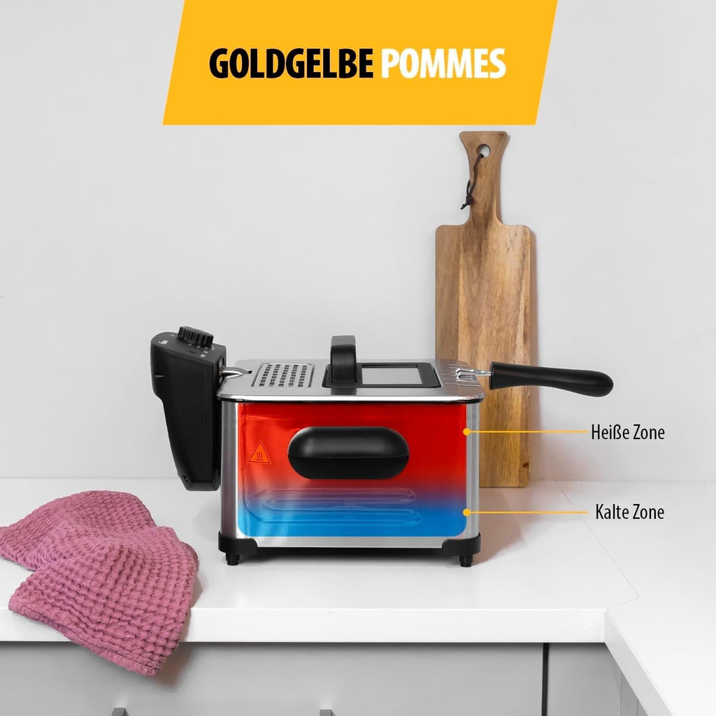 Friteuză Tristar, 1 coș mare și 2 coșuri mici, termostat reglabil, zonă de răcire, 5 litri, 2000 W, FR-6949 Electrocasnice Naty Shop