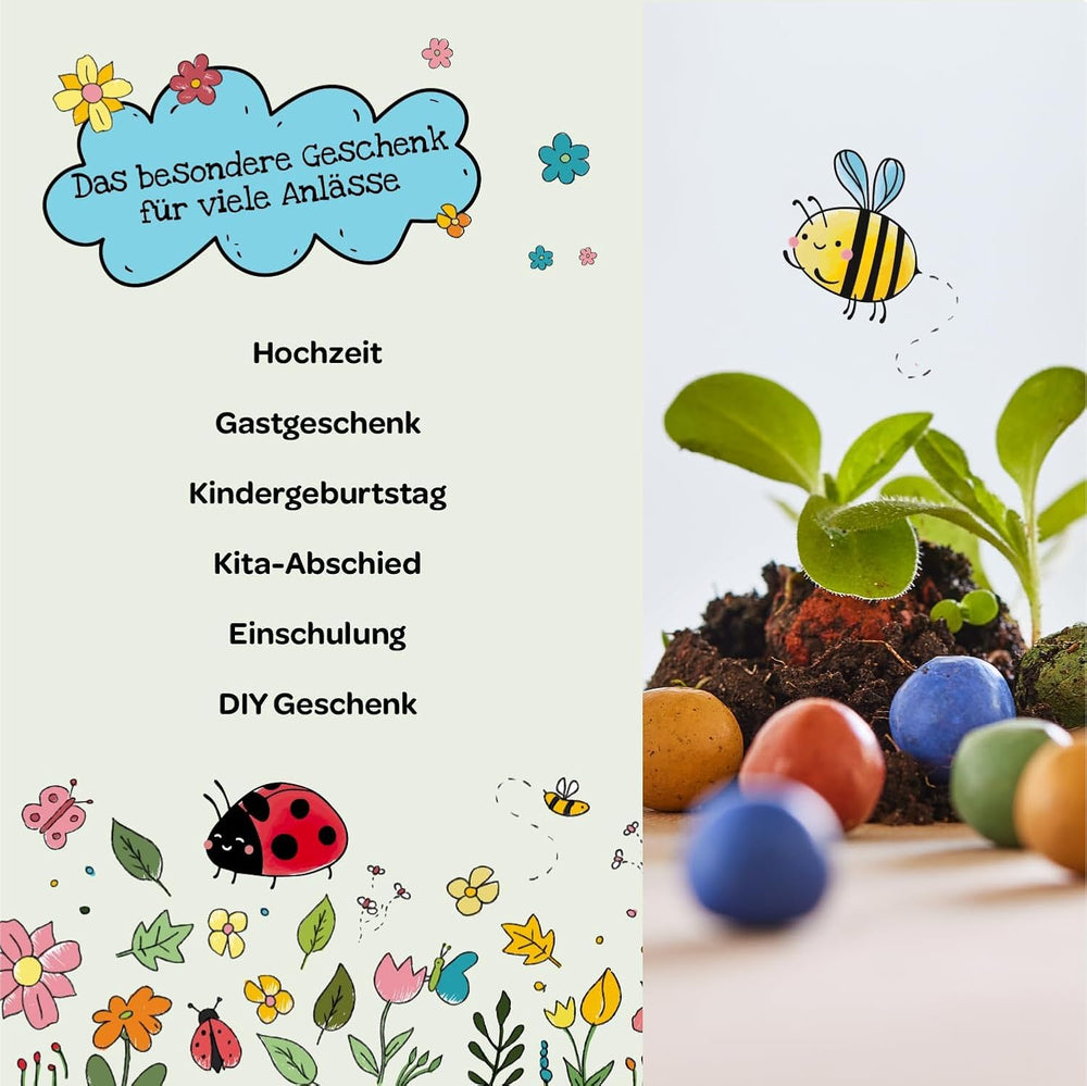 Die Stadtgärtner Blumenmurmeln Das Original I 25 Handgemachte & Kunterbunte Samenbomben Mit Über 20 Arten Von Blumen-Saatgut I Mitgebsel Kindergeburtstag I 100% Ökologisch & Min. 2 J. Haltbar