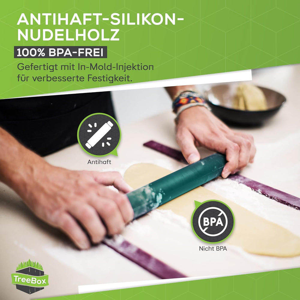 Sucitor - rolă de aluat din silicon și oțel inoxidabil - Sucitor modern fără mânere cu efect antiaderent, întinde fondant și aluat în cel mai scurt timp, ustensile de copt