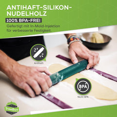 Sucitor - rolă de aluat din silicon și oțel inoxidabil - Sucitor modern fără mânere cu efect antiaderent, întinde fondant și aluat în cel mai scurt timp, ustensile de copt