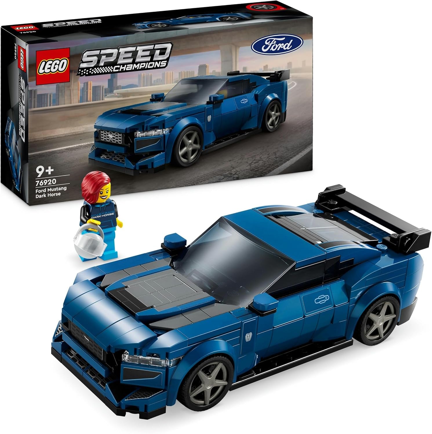 LEGO Speed Champions Ford Mustang Dark Horse Sports Car, jucărie auto cu minifigurine de construit, jucat și expus pentru copii, cadou pentru băieți, fete și fani auto de la 9 ani 76920 Seturi de constructie Besuche den LEGO-Store Singur