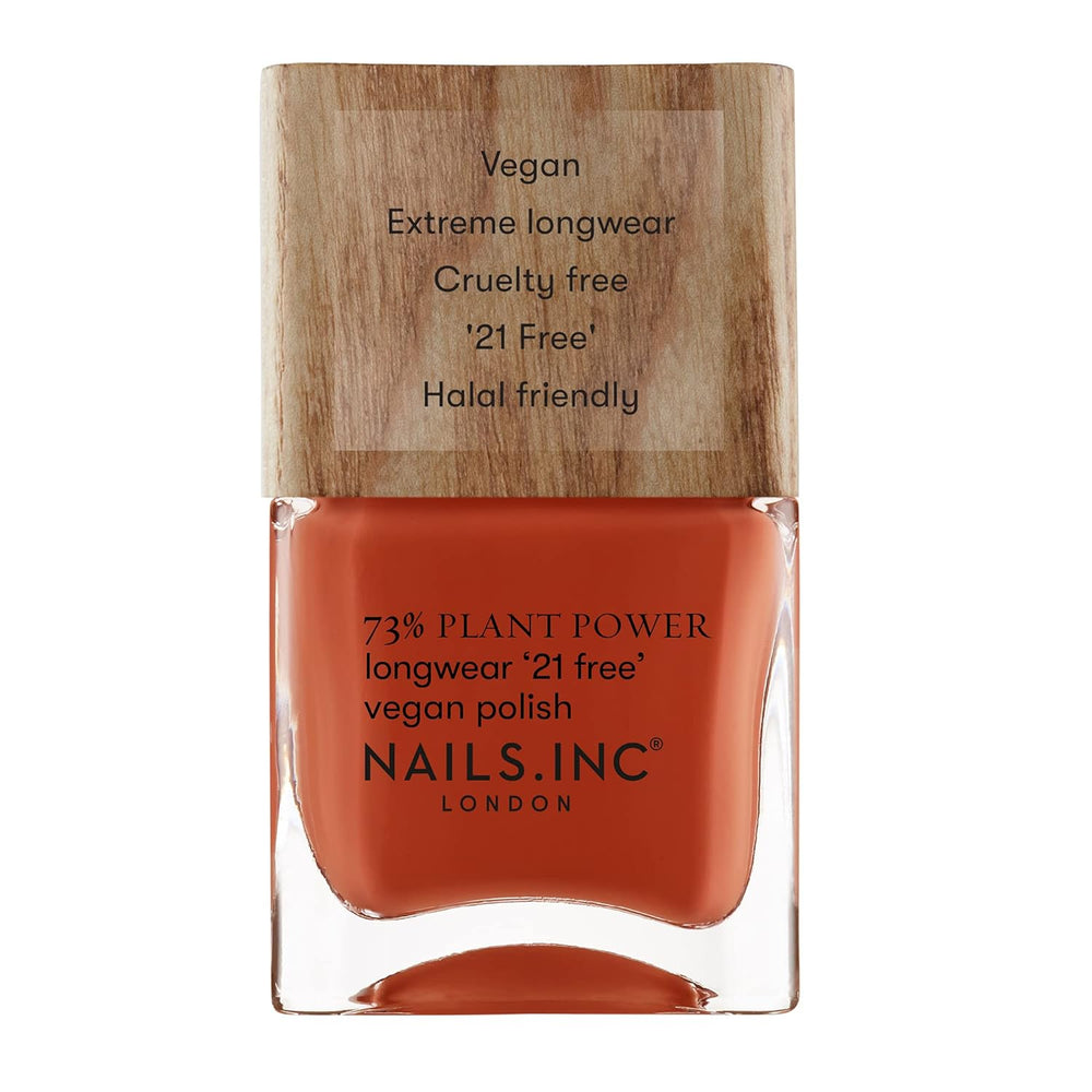 Nails Inc - Oja vegană GLOWING SOMEWHERE Plant Power - 73% pe bază de plante, 100% vegană și fără cruzime - Manichiură perfectă, sidefat strălucitor - Pentru o nail art ecologică
