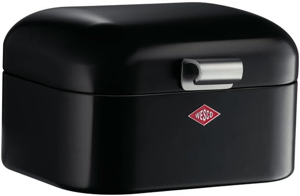 Coș pentru pâine Wesco Mini Grandy în culoarea roz, tablă de oțel acoperită cu pulbere, găuri de ventilație și mâner robust Cutii depozitare alimente Naty Shop Negru