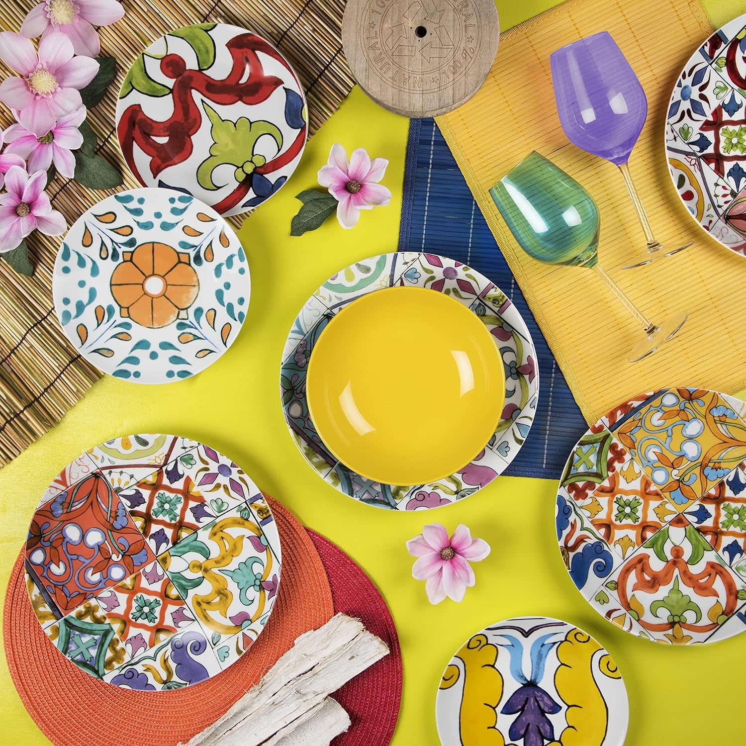 Excelsa Lisbona Tellerservice, 18-teilig, Porzellan und Keramik, mehrfarbig