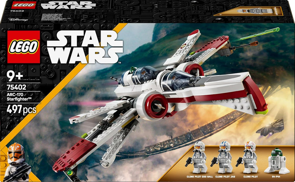 Jucărie LEGO Star Wars 75402 ARC-170 Starfighter cu 4 minifigurine, inclusiv pilot clonă și droid R4-P44, piesă de colecție, cadou pentru fanii Răzbunării Sith și băieți și fete cu vârsta de peste 9 ani Seturi de constructie Besuche den LEGO-Store