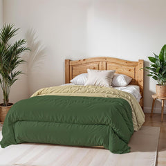 Cuvertură de iarnă de bază, unicoloră și căptușită, verde închis / crem, 200X245Cm Plapumi si pilote Naty Shop