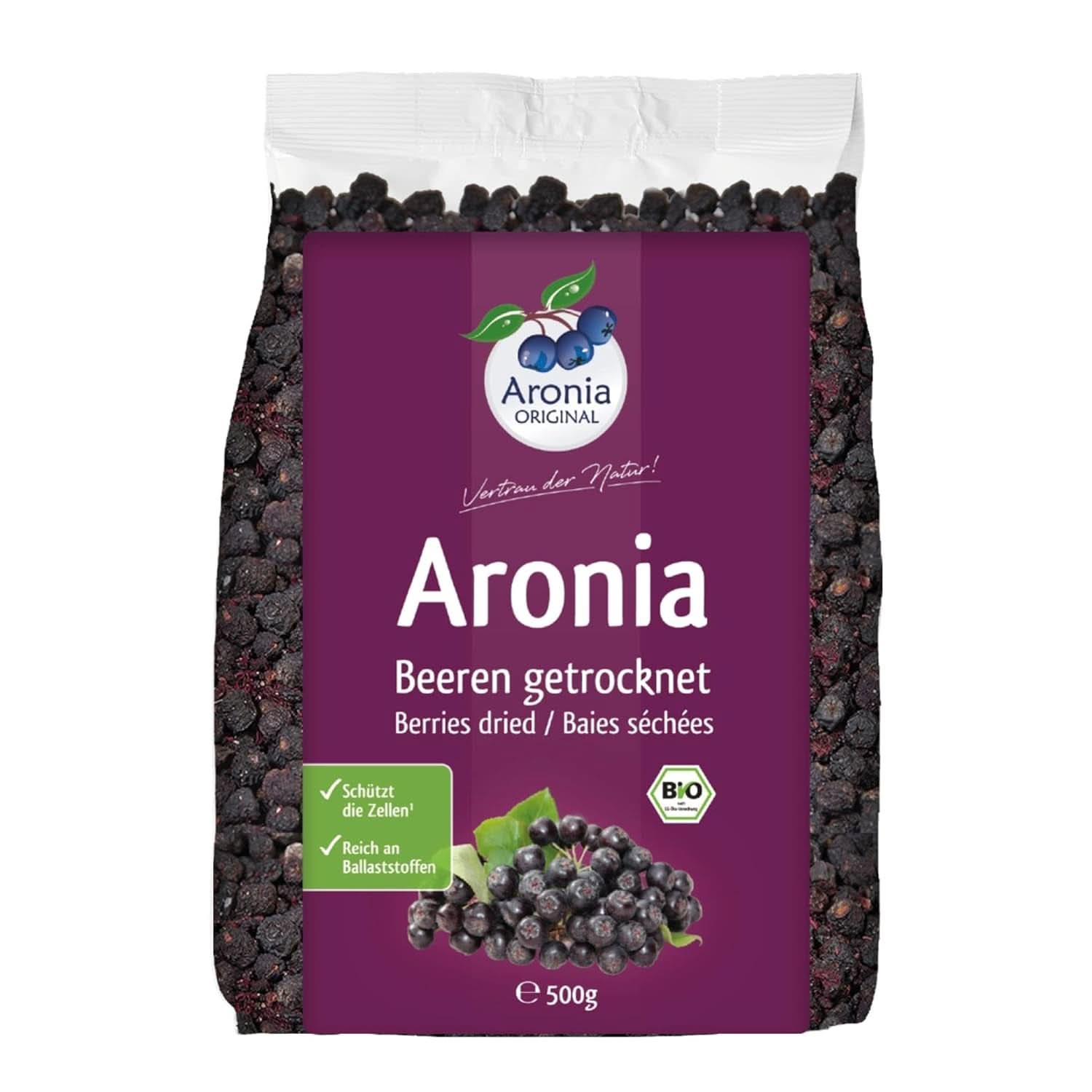 Aronia ORIGINAL, Fructe de aronia deshidratate, fără conservanți, fără zahăr adăugat, 500 grame Produse deshidratate Naty Shop 500 grame