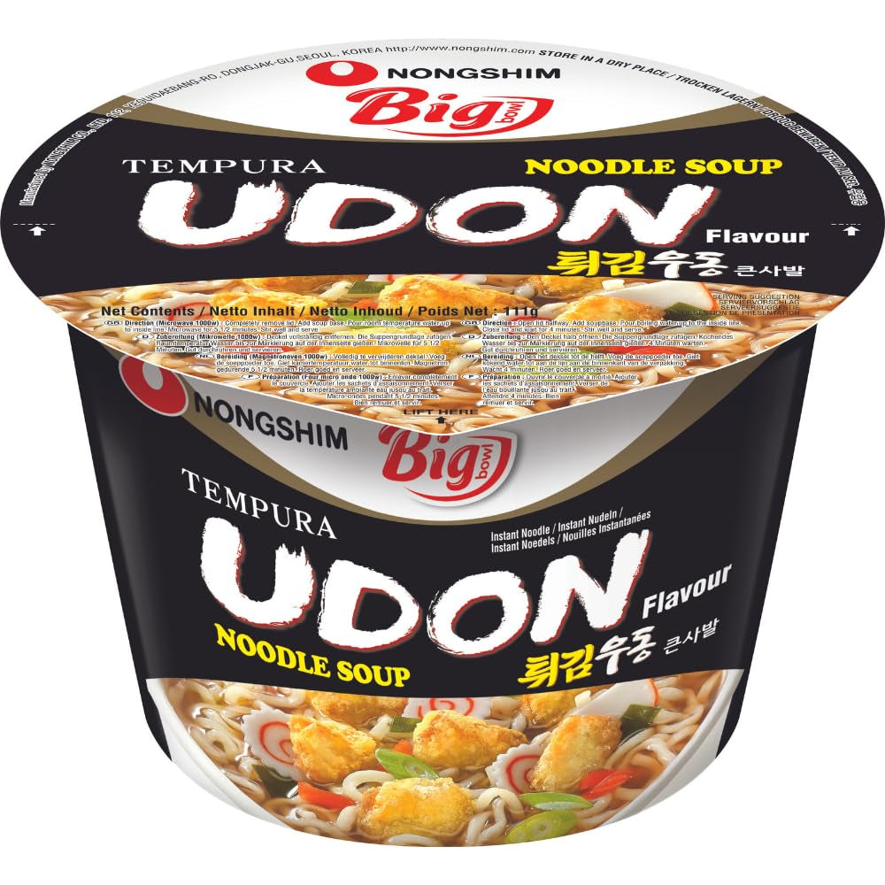 Tăiței instant Nong Shim Kimchi Ramyun Bol mare – Supă ramen coreeană – Preparare rapidă – 1 pachet de 112g