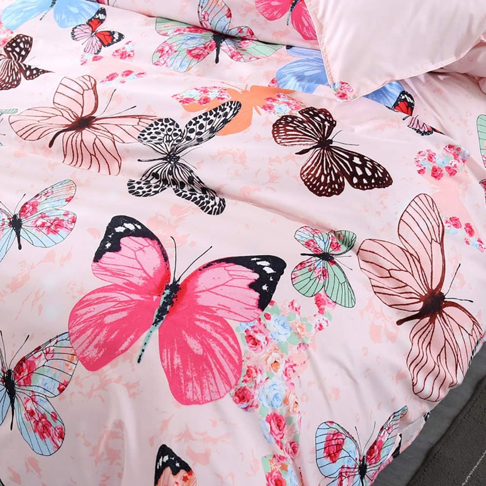 Ashanlan Mädchen Rosa Bettwäsche Schmetterling 135 X 200 Kinderbettwäsche Pink Bunt Butterfly 100% Mikrofaser Kinder Bettbezug Mit Kissenbezug 80X80 Naty Shop