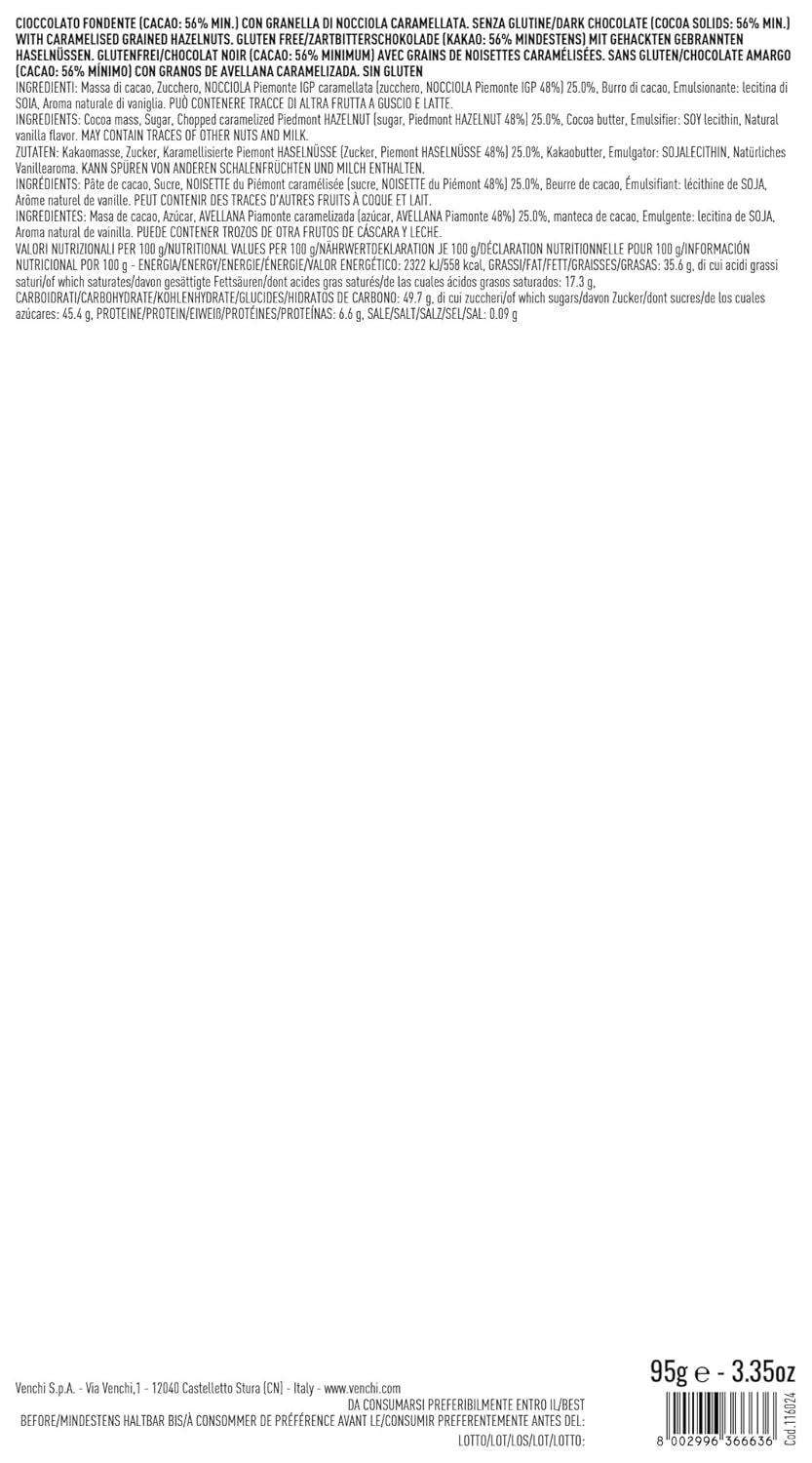Ciocolată cu lapte Venchi cu alune de pădure piemonteze IGP întregi, 100g – fără gluten