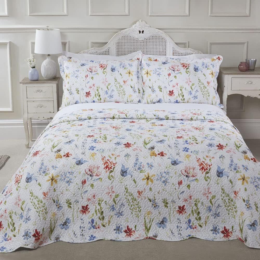 Emma Barclay Spring Meadow Floral Quilted Bedspread Set Spring Meadow Bedspread Double Bed Multi, Poliester Paturi si Cuverturi Emma Barclay