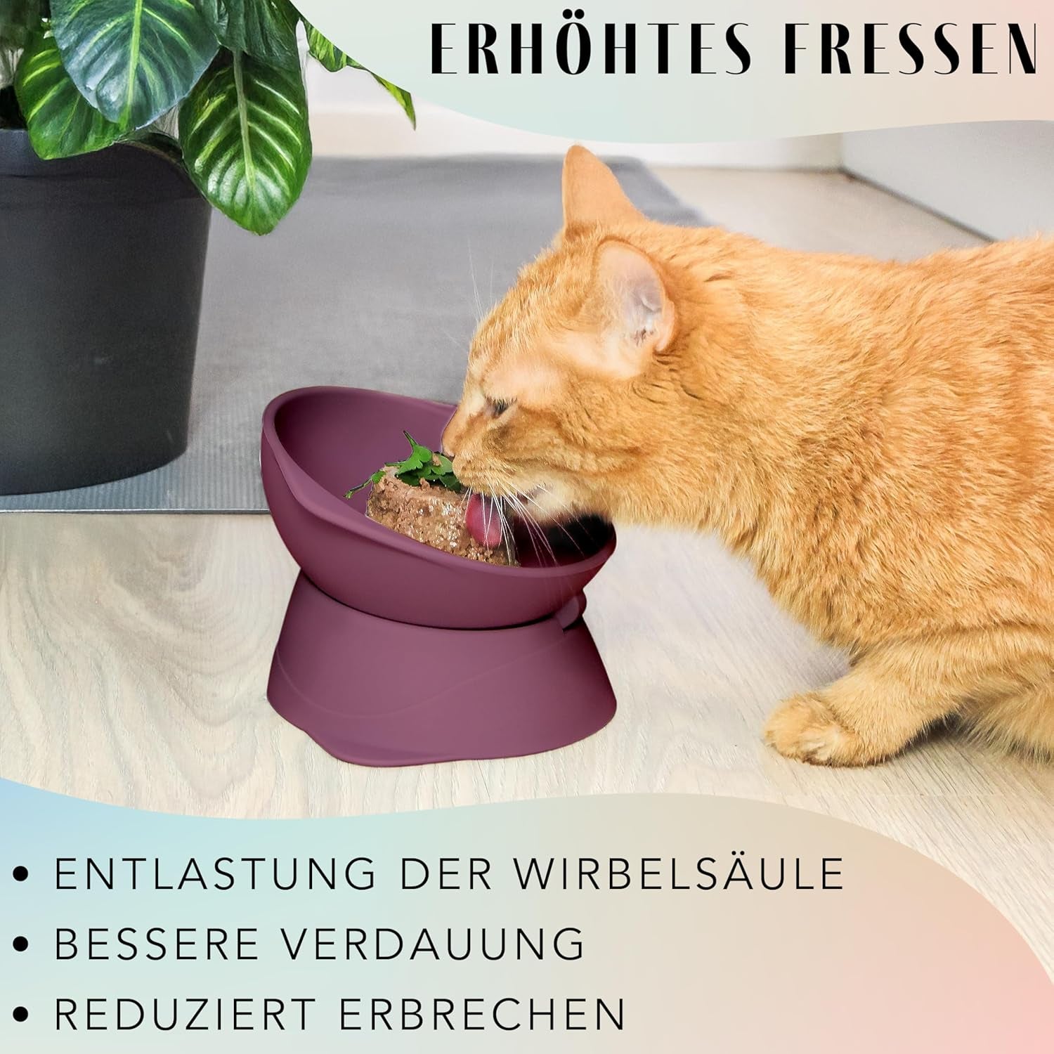 Bol pentru pisici ne&no® din silicon cu înclinare reglabilă | Bol pentru hrănirea pisicilor ridicat | Bol pentru hrana pisicilor