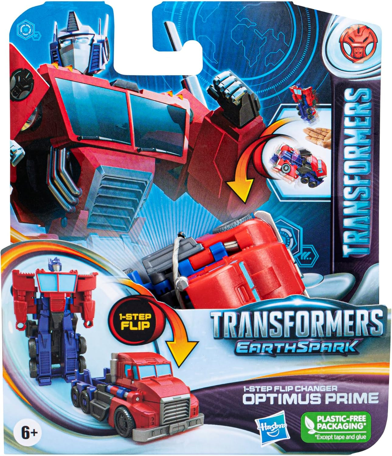 Jucărie Transformers Earthspark 1-Step Flip Changer Optimus Prime, figurină (10 cm), jucărie robot, vârsta 6+ Action figures Naty Shop