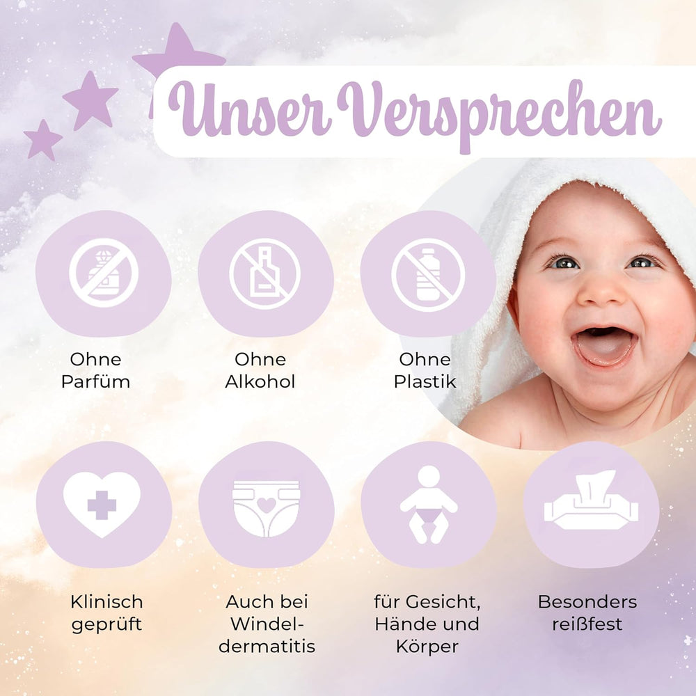 Șervețele umede Millis Bamboo Baby Sensitive pentru pielea delicată a bebelușilor – 5 x 60 bucăți – Curățare naturală, blândă și sustenabilă – Șervețele biodegradabile pentru bebeluși, fără plastic și fără alcool