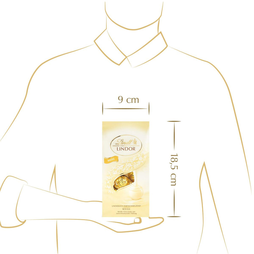 Bile de ciocolată albă Lindt LINDOR | Pungă de 137 g | Aprox. 10 biluțe de ciocolată albă cu umplutură care se topește în gură | Set cadou de ciocolată | Set cadou de ciocolată (Pachet de 2)