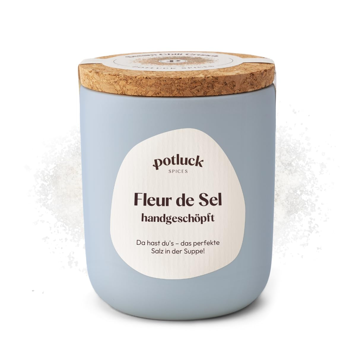 Potluck | Fleur de Sel handgeschöpft | Meersalz im Keramiktopf | 80g | Vegan, glutenfrei und mit natürlichen Inhaltsstoffen