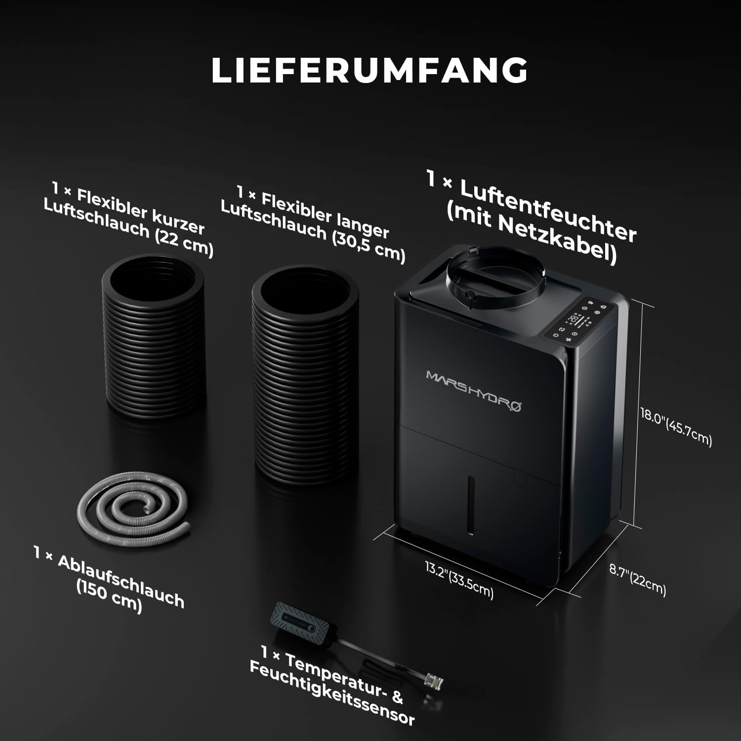 Dezumidificator MARS HYDRO, 12L/zi, Dezghețare automată, Funcție temporizator, Dezumidificator de cameră pentru corturi de creștere, subsoluri și plante, Rezervor de apă de 1,2L