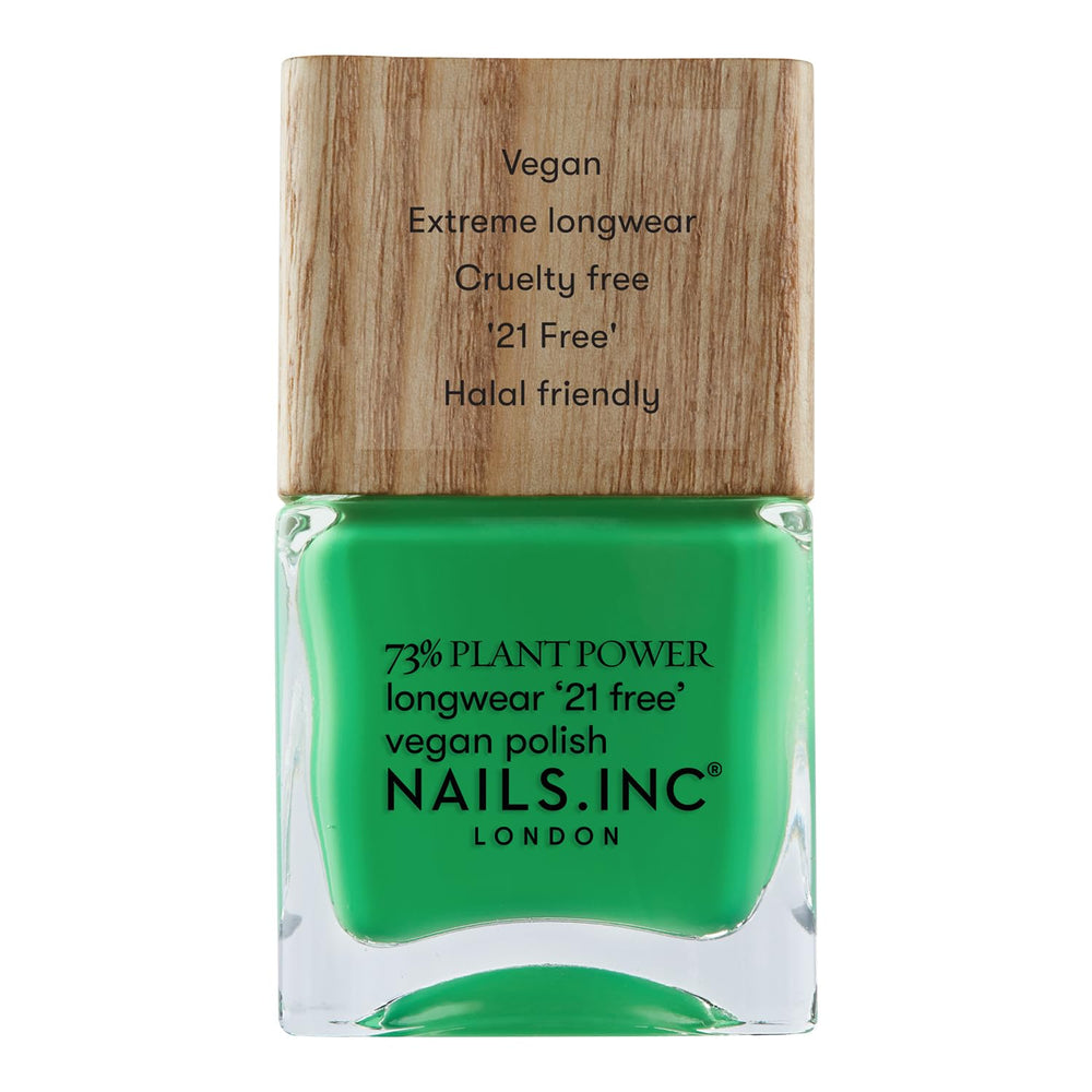 Nails Inc - Oja vegană GLOWING SOMEWHERE Plant Power - 73% pe bază de plante, 100% vegană și fără cruzime - Manichiură perfectă, sidefat strălucitor - Pentru o nail art ecologică