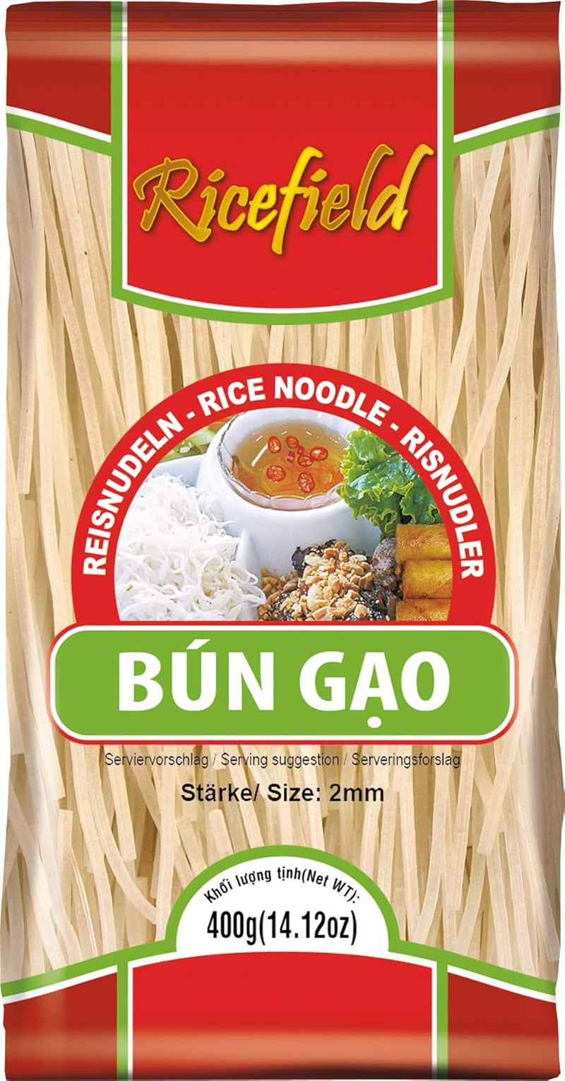 Tăiței de orez Ricefield, vermicelli, 2 mm, Bun Gao (1 x 400 g)