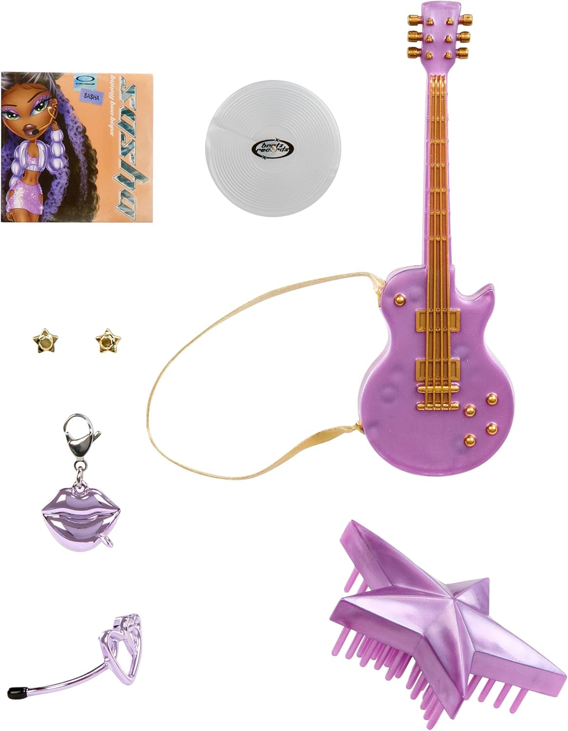 BRATZ Pop Starz Sasha – Păpușă la modă cu breloc de colecție, ținută și accesorii muzicale